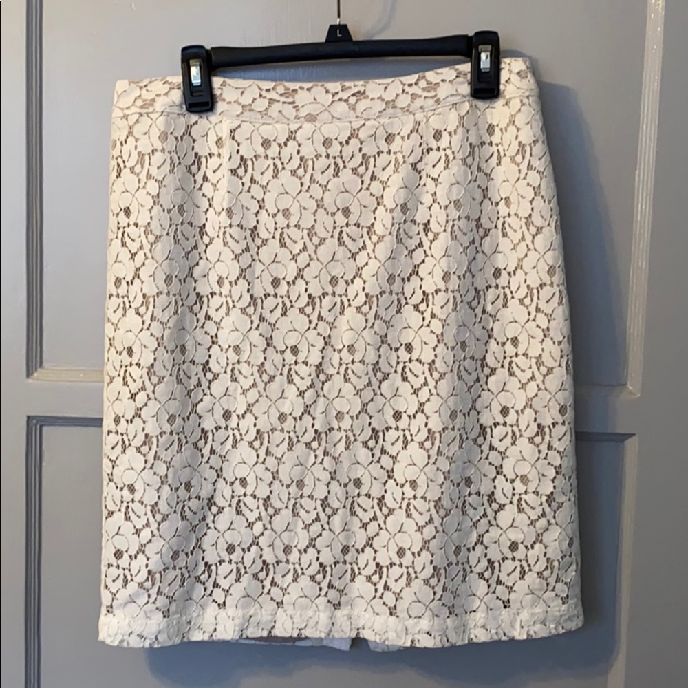 White lace shirt with nude underlay